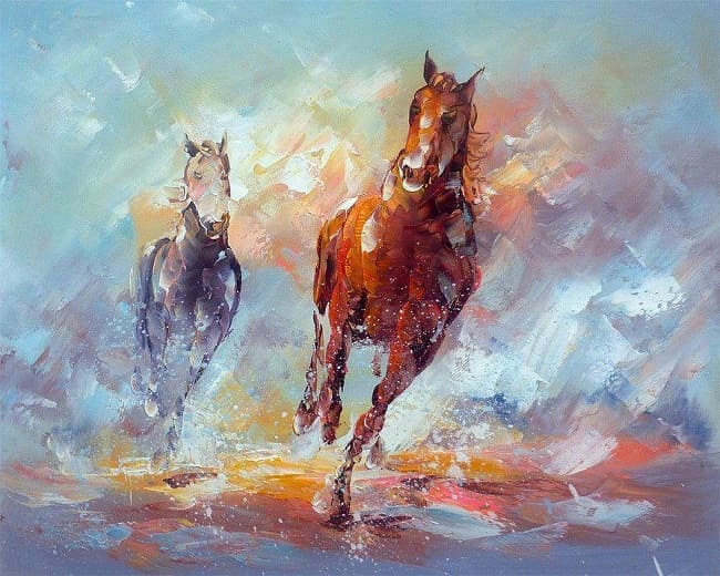 Tranh sơn dầu phong thủy ngựa