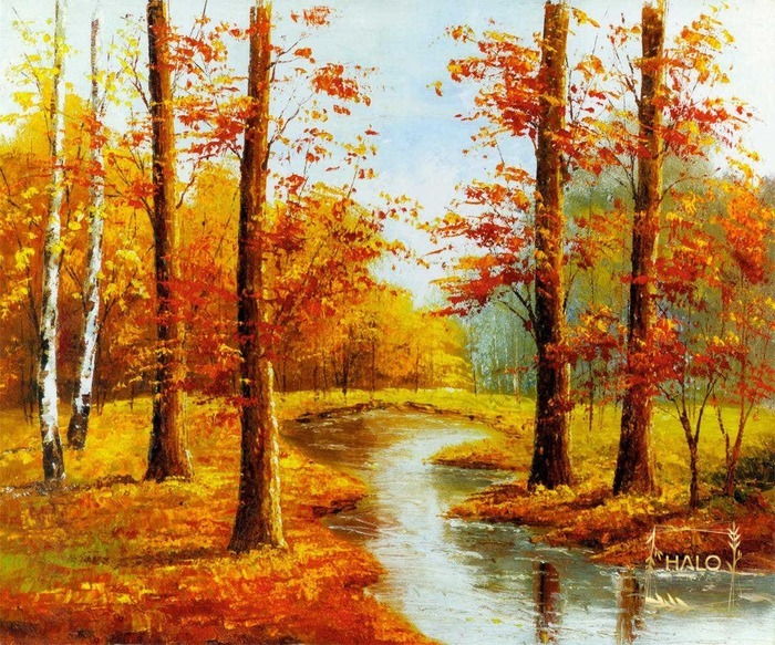 tranh sơn dầu phong cảnh mùa thua
