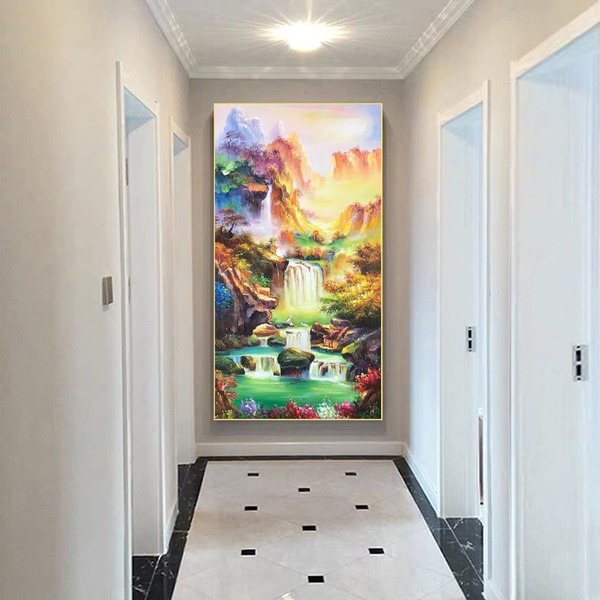 Bức tranh sơn dầu sơn thủy tại hành lang