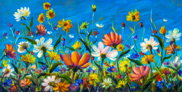 Mẫu tranh sơn dầu"Vườn mùa xuân"