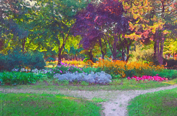 Mẫu tranh sơn dầu "Đường tới mùa xuân"