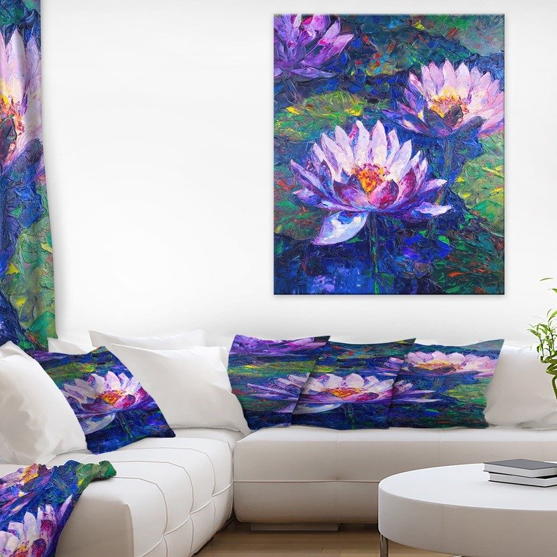 Mẫu tranh hoa sen xanh độc đáo trong phòng khách
