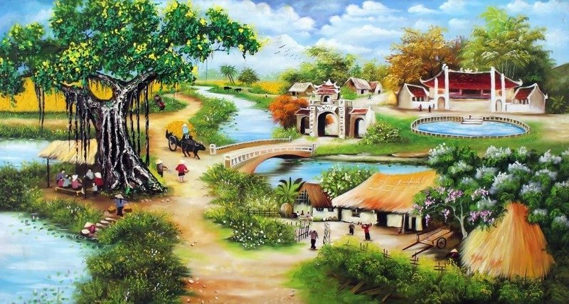 Bức tranh quê hương với đình làng