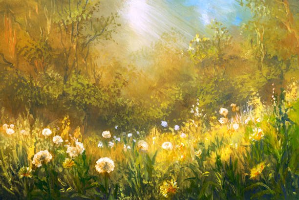 Tranh sơn dầu "Thung lũng hoa bên rừng"